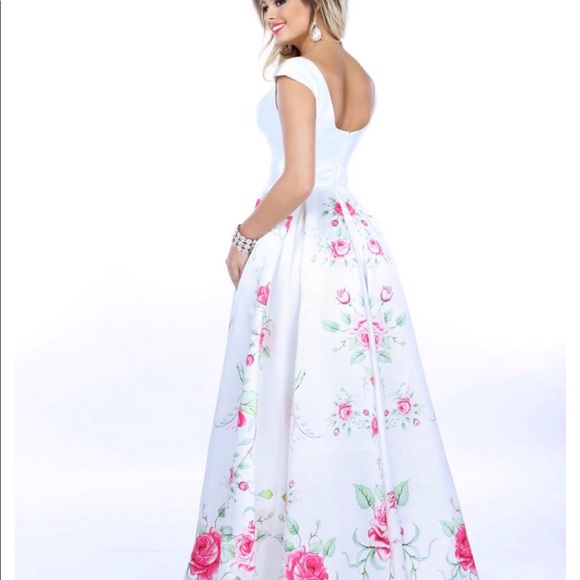 White Floral Ball Gown Envious Couture Prom by Karishma - Picture 2 of 2